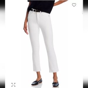 Veronica Beard Carly Raw Hem High Rise Kick Flare Cropped Jeans White Sz 26